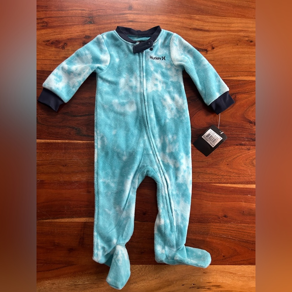 NWT HURLEY fleece zip up footie pjs pyjamas